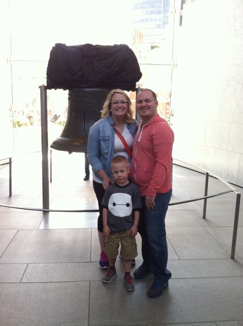 Photo of our family in front of the Liberty Bell